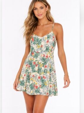 Sadie & Sage Floral Print Button Up Spaghetti Strap Mini Dress Size Medium